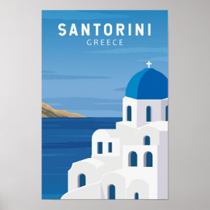 Poster Grécia Santorini - Vintage