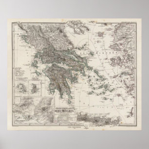 Póster Greece Map by Stieler