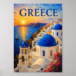 Poster Greece: Radiant Sunset Santorini Art Souvenir
