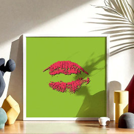 Poster Green and Red Kissing Lips
