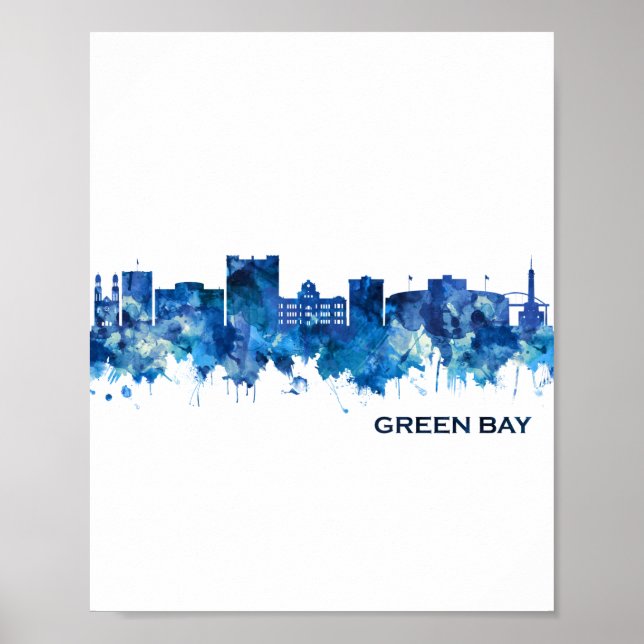 Poster Green Bay Wisconsin Skyline Blue (Frente)