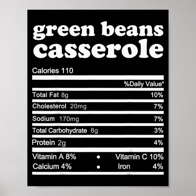 Poster Green Bean Cerole Nutrition Facts Thanksgiving Nut (Frente)