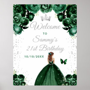 Poster Green Brown Hair Princess Birthday