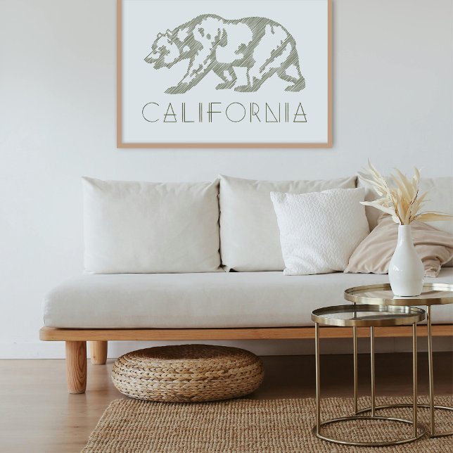 Poster Green California Grizzly Bear Typography Art Print (Criador carregado)