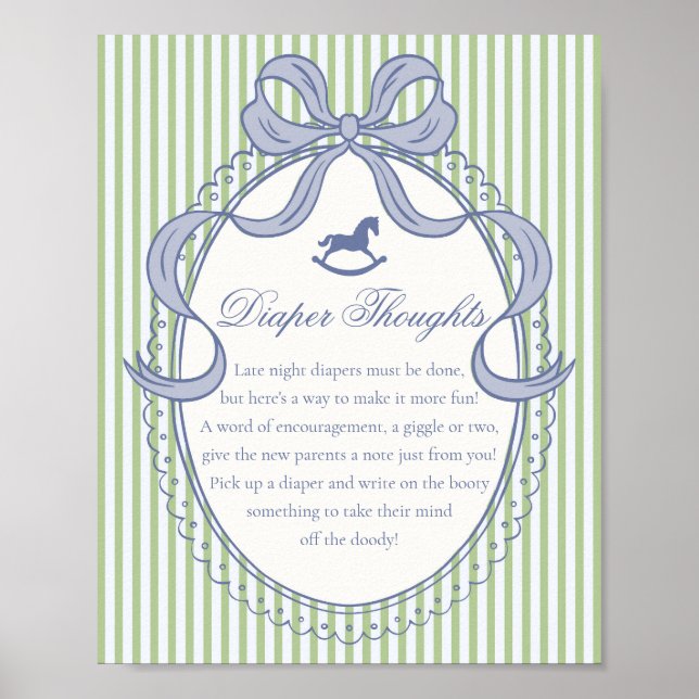 Poster Green Coquette Bow Rocking Horse Diaper Thoughts (Frente)