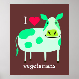 Poster Green Cow - Vegetarian