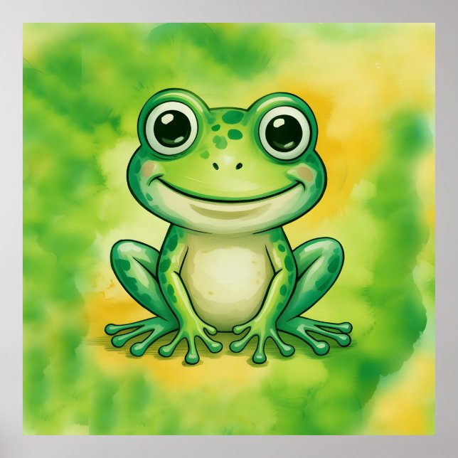 Poster Green cute frog (Frente)