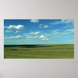 Poster Green Field and Cloudy Blue Sky, Colorado
