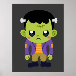 Poster Green Frankenstein Monster Halloween