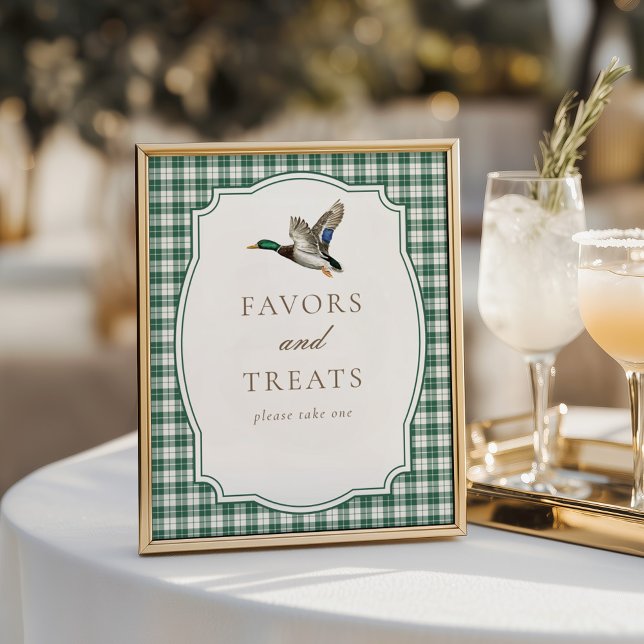 Poster Green Gingham Duck Gender Neutral Favors & Treats (Criador carregado)
