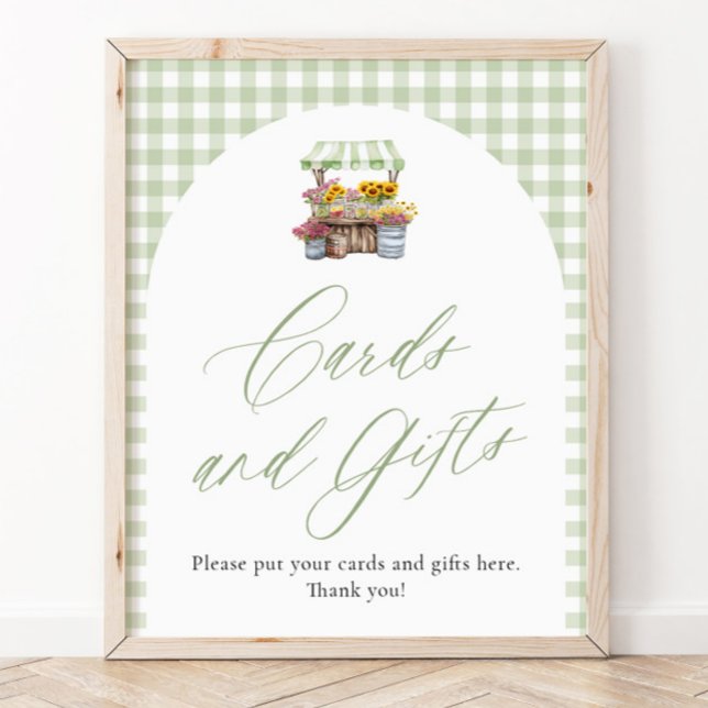 Poster Green Gingham Fresh Off The Market Cards and Gifts (Green Gingham Fresh Off The Market Cards and Gifts Sign)