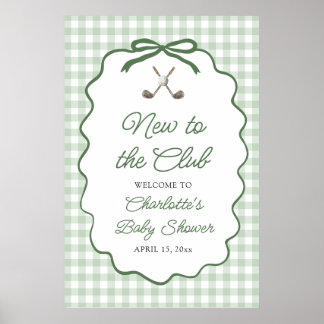 Poster Green Golf New to the Club Baby Shower Welcome