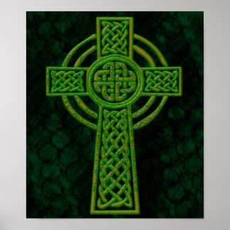 Poster Green Grunge Celtic Cross