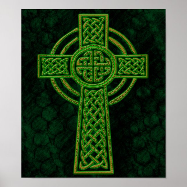 Poster Green Grunge Celtic Cross (Frente)