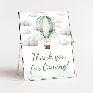 Poster Green Hot Air Balloon Obrigado por vir