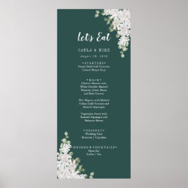 Poster Green Leaf Floral Obrigado e Menu Casamento