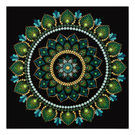 Póster Green Mandala | Handpainted | Sacred Geometry