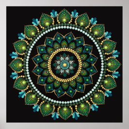 Poster Green Mandala | Pintado manualmente | Geometria Sa
