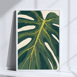 Poster Green Monstera Leaf Botanical Plant Watercolor