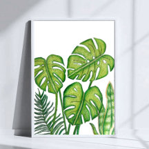 Green Monstera Leaves Drawing Colored Pencil Art