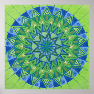 Póster Green moon Mandala