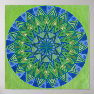 Póster Green Moon Mandala