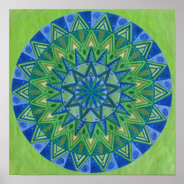 Póster Green Moon Mandala (Frente)