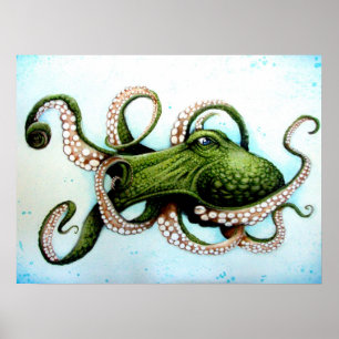 Póster Green Octopus
