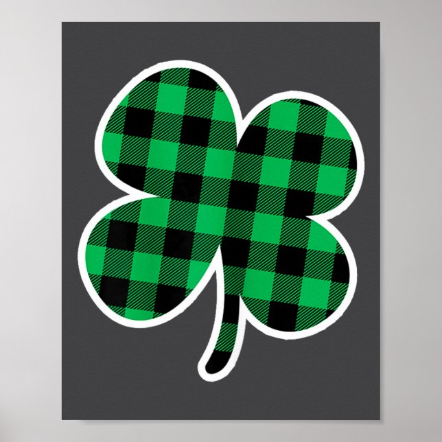 Poster Green Plaid Clover St Patricks Day Women Shamrock  (Frente)