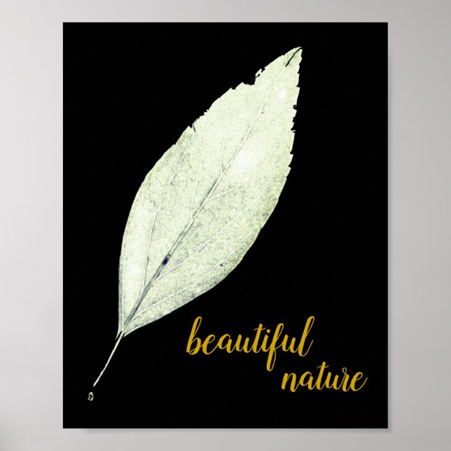 Poster Green Rustic leaf Nature Love Art Paint (Frente)