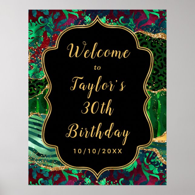 Poster Green Safari Agate Birthday (Frente)