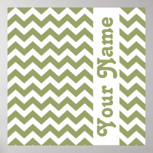 Póster Green Safari Chevron com texto personalizado