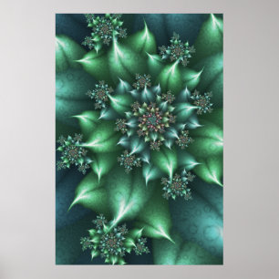Poster Green Spiky Floral