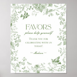 Poster Green Toile De Jouy Vintage - Sinal de Favor Flora