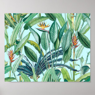 Poster Green Tropical Jungle Banana Tree Strelitzia