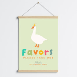 Poster Green Two Silly Goose 2nd Birthday Favor Sign