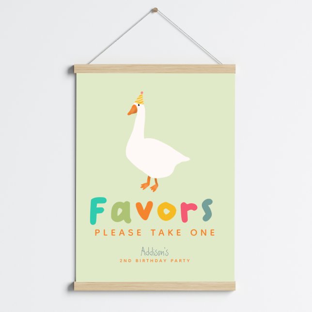Poster Green Two Silly Goose 2nd Birthday Favor Sign (Criador carregado)