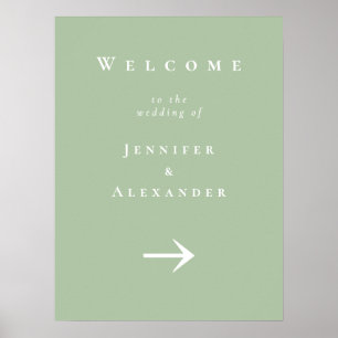 Poster Green Welcome to Wedding Sign