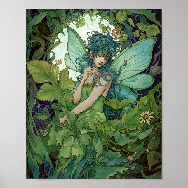 Poster Green Woodland Fairy Fantasy Art (Frente)