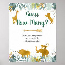 Poster Greenerar Dourado Safari Adivinha Quantos Sinais D