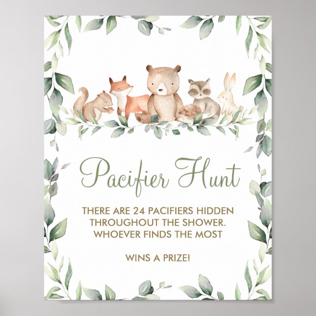 Poster Greenerescer Woodland Animal Chá Pacifier Hunt Gam (Frente)