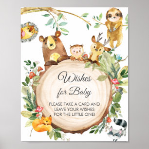 Poster Greenerescer Woodland Animal deseja sinal de bebê