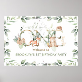 Poster Greenerescer Woodland Animal primeiro aniversario