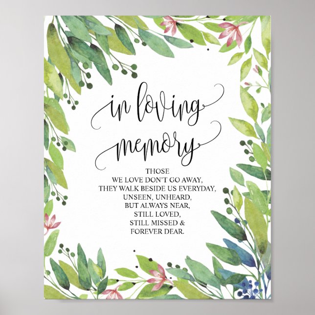 Poster Greenerical Botanical In Loving Memory Memorial Si (Frente)