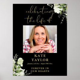 Poster Greenery Black And Gold Celebration Of Life Photo