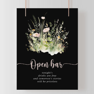 Poster Greenery Boho Wildflower Black - Bar Aberto