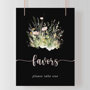 Poster Greenery Boho Wildflower Black Sinal