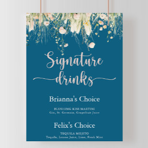 Poster Greenery Boho Wildflower Signature Bebidas