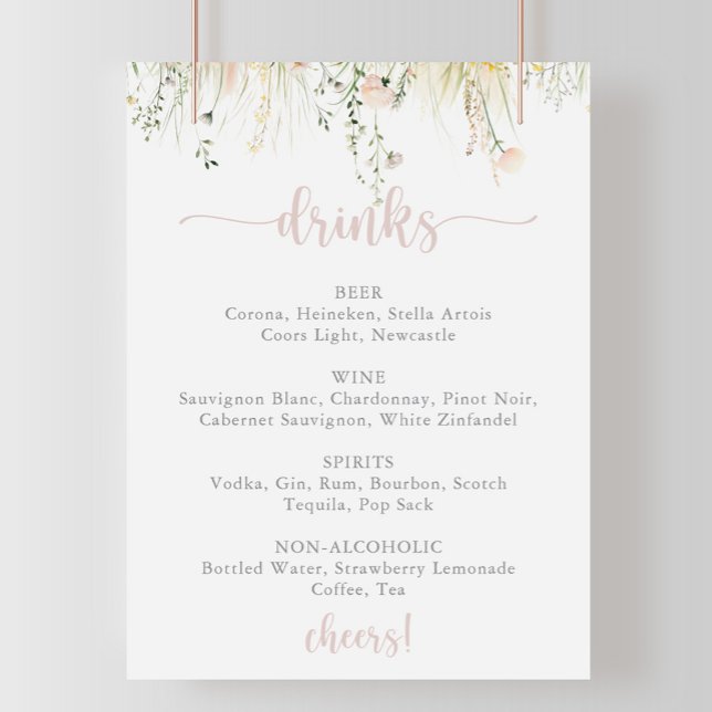 Poster Greenery Boho Wildflower Wedding Being Menu Sinal (Criador carregado)