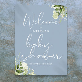 Poster Greenery Dusty Blue - Sinal de Boas-vindas ao Chá